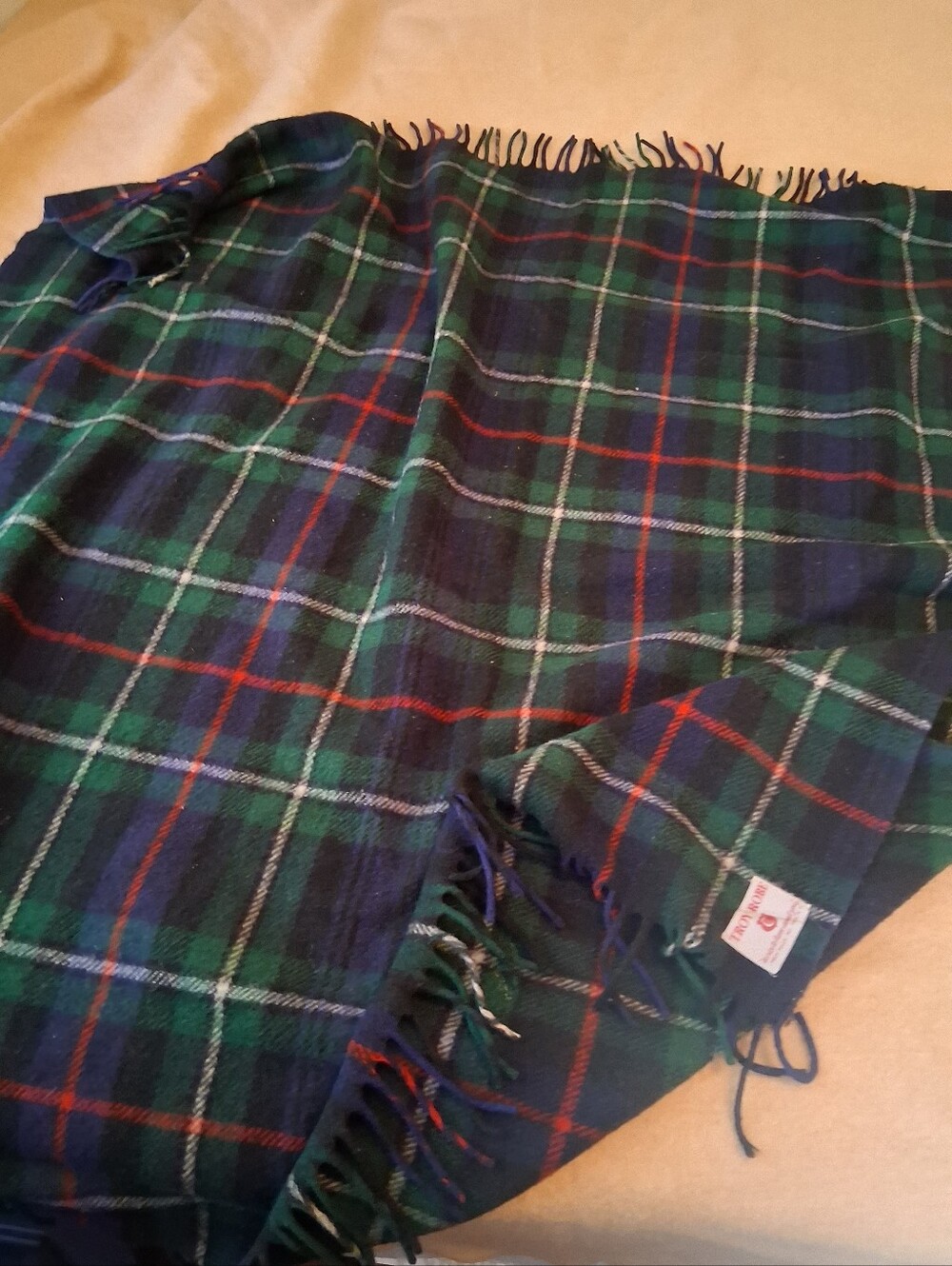 Troy Robe Tartan Plaid Fringe Wool Throw Blanket - Square